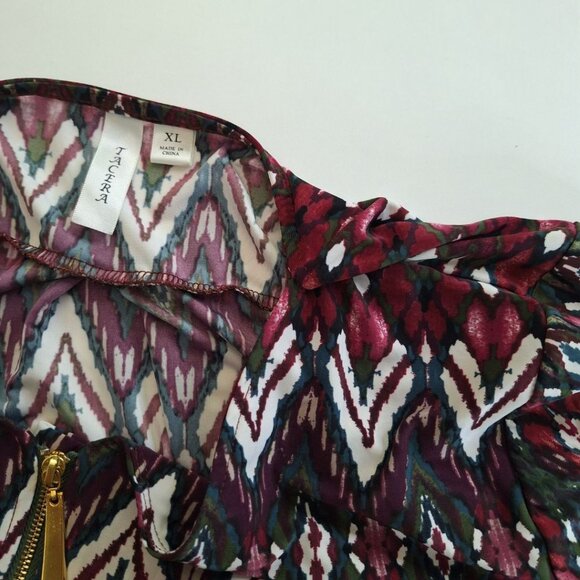 Tacera Blouse Zipper Front Lightweight Sheer Womens XL Half Sleeve - Picture 7 of 9